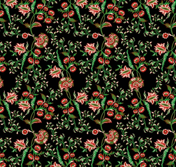 Varrat Nélküli Akvarell Virág Minta Rózsaszín Pirosító Virág Elemek Zöld — Stock Vector