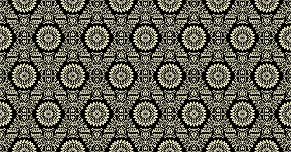 Seamless Leopard Skin Baroque Pattern Black White Illustration Black Floral — Stock Vector