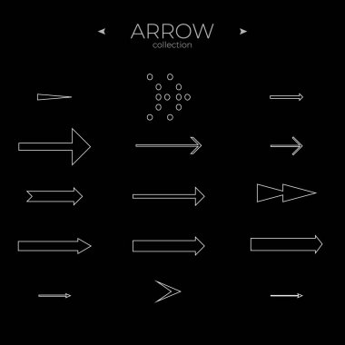 Satır Arrow simgesi ayarlandı. Satır simgeleri koleksiyonu. İnce çizgi tarzı. Web Grafikleri için. Vektör illüstrasyonu