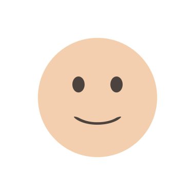 Hafifçe gülümseyen yüz. İronik bir gülümseme, gülüşün arkasındaki acı. Vektör çizimi. Gerçekçi bir ifade. Beyaz arka planda izole edilmiş. emoticon karakterleri tasarım koleksiyonu için. Web arayüzü için