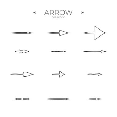 Birinci sınıf ok çizgisi. Taslak sembol koleksiyonu. Moda tarzı. Web Grafikleri için. Vektör illüstrasyonu