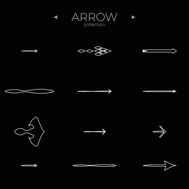Basit ok simgeleri kümesi. Doğrusal Ok simgeleri ayarlandı. Modern vektör sembolleri. Basit Minimal Pictogram. Vektör illüstrasyonu