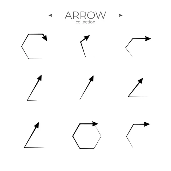 Rad Arrow Ikonen Set Pilen Vektor Ikon Set Tunn Linje — Stock vektor