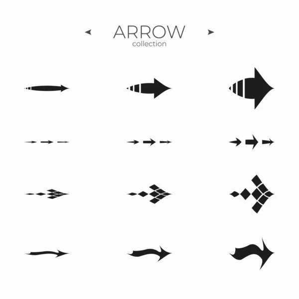 一组简单的箭头图标 平滑箭头图标设置 流行的线条风格 对于应用程序 — 图库矢量图片