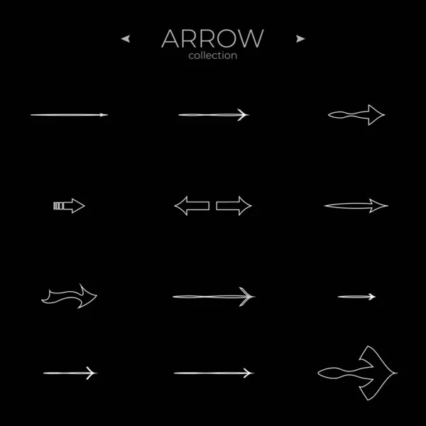 Prosty Zestaw Ikon Strzałek Kolekcja Ikon Linii Podstawowe Elementy Interfejsu — Wektor stockowy