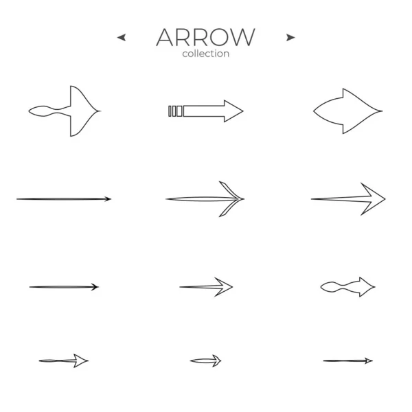 额外的一组箭头线 箭头向量图标集 现代矢量符号 简单极小象形文字 — 图库矢量图片