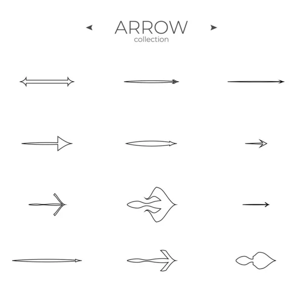 线箭图标集 箭头向量图标集 现代矢量符号 简单极小象形文字 — 图库矢量图片