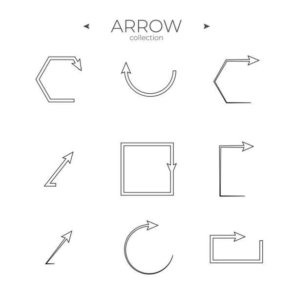 Набор Стрелочных Линий Набор Значков Стрелками Стрелка Основных Элементов Пользовательского — стоковый вектор