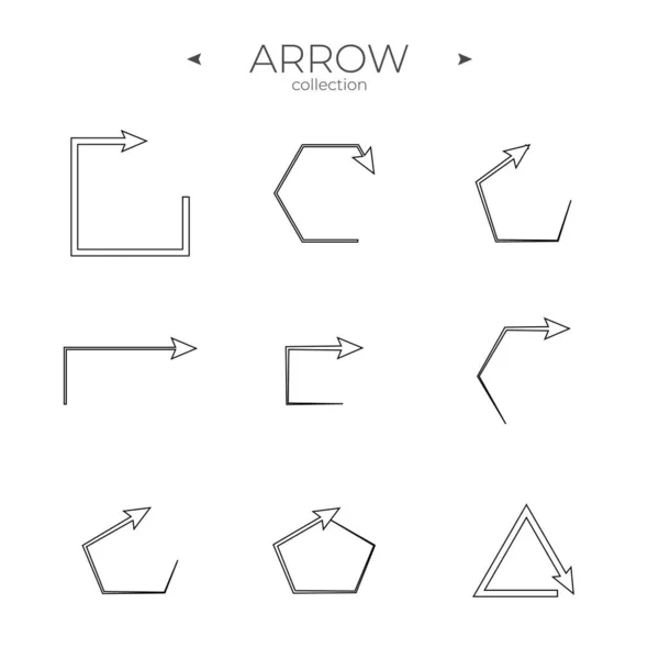 Premium Set Arrow Line Line Icons Collection Thin Line Style — Stock Vector