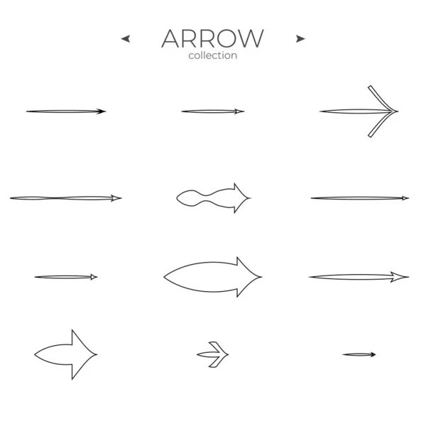 Jeu Icônes Line Arrow Aperçu Collection Symboles Style Ligne Tendance — Image vectorielle