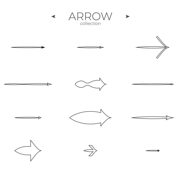 Набор Значков Стрелки Линии Коллекция Контурных Символов Модный Стиль Линии — стоковый вектор