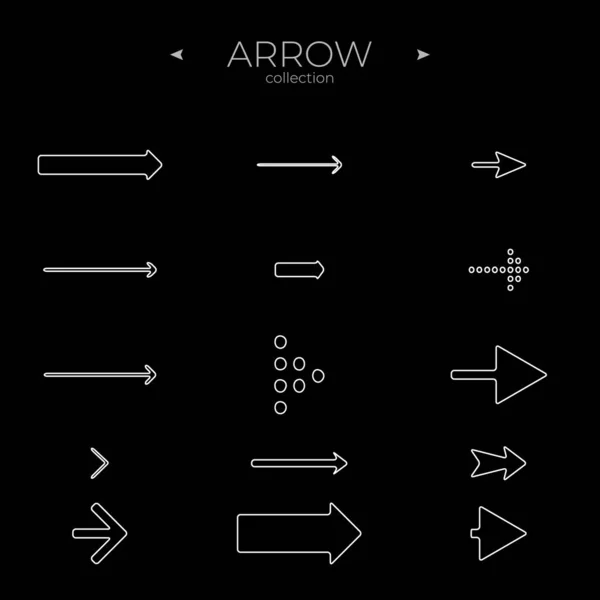 Premium Set Arrow Line Universal Arrow Icon Thin Line Style — Stock Vector