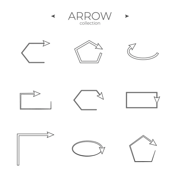 Line Arrow Icon Set Line Icons Collection Arrow Basic Elements — Stock Vector