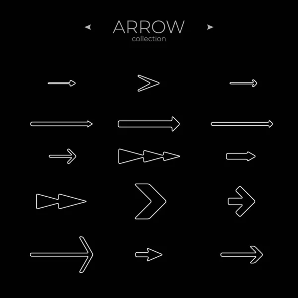 Premium Set Arrow Line Line Icons Collection Thin Line Style — Stock Vector