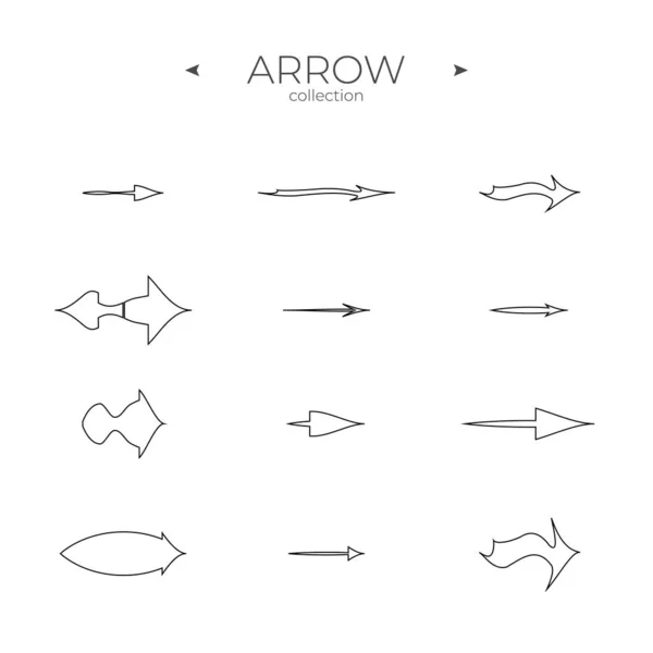 Thin Line Icons Linear Arrow Icons Set Arrow Basic Elements — Stock Vector