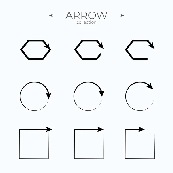 Semplice Set Icone Freccia Collezione Simboli Freccia Liscia Simboli Vettori — Vettoriale Stock