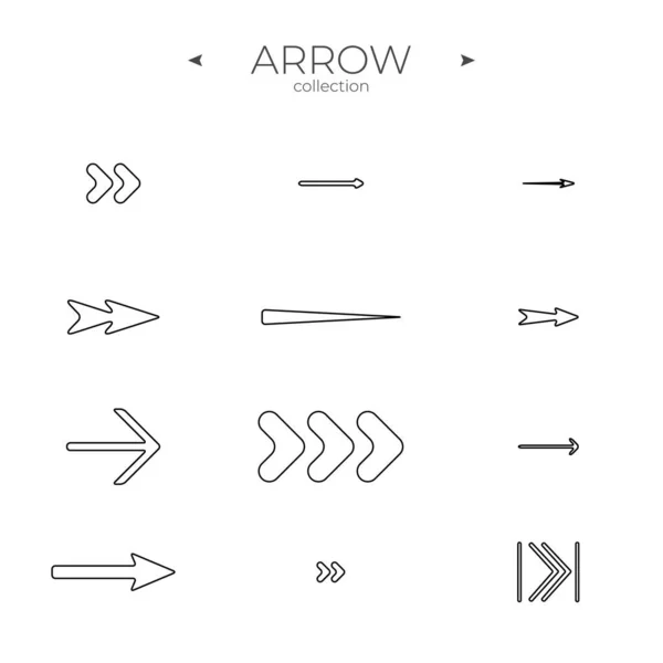 Jeu Icônes Line Arrow Icônes Flèches Linéaires Ensemble Style Ligne — Image vectorielle