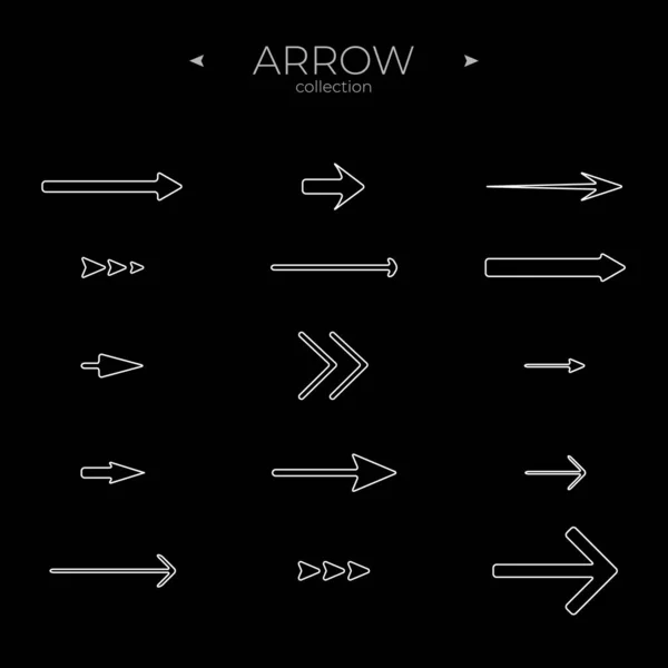 Jeu Icônes Line Arrow Ensemble Icônes Vectorielles Fléchées Style Ligne — Image vectorielle