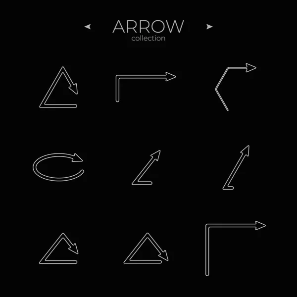 Satır Arrow Simgesi Ayarlandı Doğrusal Simgeleri Ayarlandı Nce Çizgi Tarzı — Stok Vektör