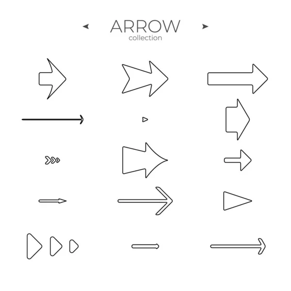 Premium Zestaw Linii Strzałek Kolekcja Ikon Linii Modny Styl Linii — Wektor stockowy