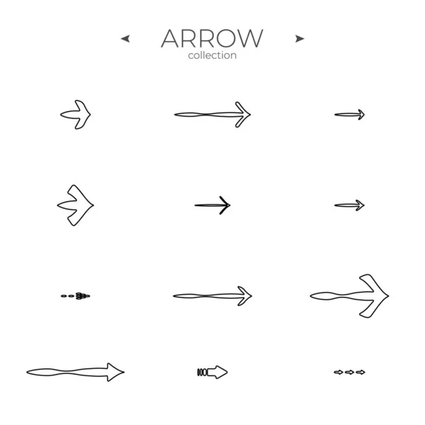 Tunna Linjerikoner Linje Ikoner Samling Arrow Grundläggande Element För Apps — Stock vektor