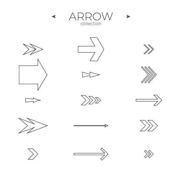 Simple Set Arrow Icons Outline Symbol Collection Thin Line Style — Stock Vector