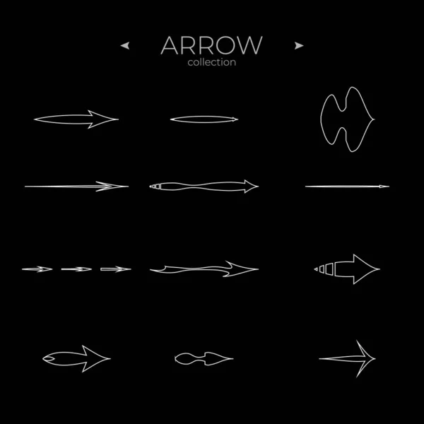 Conjunto Ícone Seta Linha Esboço Coleção Símbolos Arrow Elementos Básicos — Vetor de Stock