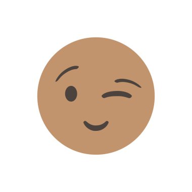 Göz kırpan yüz bir şakayı ya da gizli bir anlamı işaret eder. Vektör çizimi. gülümseyen yüz ifadesi karakter tasarımı. Üç boyutlu izole edilmiş. Vektör Duygu. Web arayüzü için