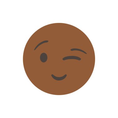 Göz kırpan yüz bir şakayı ya da gizli bir anlamı işaret eder. Vektör çizimi. Gerçekçi bir ifade. Beyaz arka planda izole edilmiş. Vektör Emoji. uygulama için
