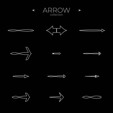 Birinci sınıf ok çizgisi. Doğrusal Ok simgeleri ayarlandı. Modern vektör sembolleri. Web Grafikleri için. Vektör