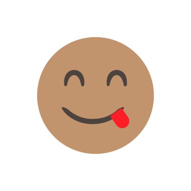 Lezzetli, leziz, leziz. Vektör çizimi. Gerçekçi bir ifade. Beyaz arka planda izole edilmiş. Vektör Emoji. Web arayüzü için