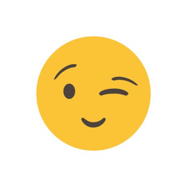 Göz kırpan yüz bir şakayı ya da gizli bir anlamı işaret eder. Vektör çizimi. Gerçekçi bir ifade. Beyaz arka planda izole edilmiş. Vektör Emoji. arayüz için