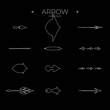 Birinci sınıf ok çizgisi. Doğrusal Ok simgeleri ayarlandı. Modern vektör sembolleri. Apps için. Vektör