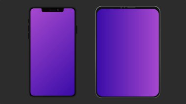 Boş ekranlı telefon ekranı. Modern telefon görüntüsü izole edildi. Masaüstü modern telefon modeli. İnternet sitesi ya da iş sunumu için. Dijital aygıt gösterimi.