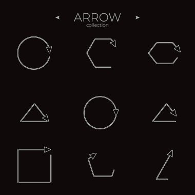 Basit ok simgeleri kümesi. Taslak sembol koleksiyonu. Temel yapay zeka elementlerini oku. Basit Minimal Pictogram. Vektör illüstrasyonu