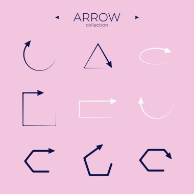 Düz Çizgi Simgeleri. Pürüzsüz Ok simgeleri ayarlandı. İnce çizgi tarzı. Web siteleri için web sembolleri. Vektör illüstrasyonu