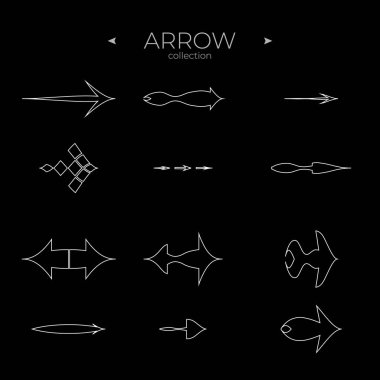 Satır Arrow simgesi ayarlandı. Ok vektör simgesi ayarlandı. Modern vektör sembolleri. Basit Minimal Pictogram. Vektör illüstrasyonu