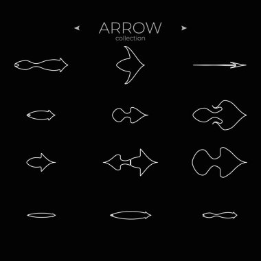 İnce Çizgi Simgeleri. Ok vektör simgesi ayarlandı. Modern vektör sembolleri. İnternette ve mobil UI 'da kullanmak için. Vektör illüstrasyonu