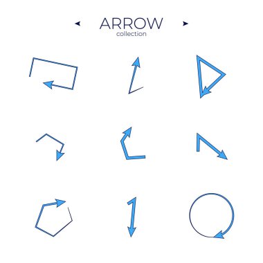 Vektör Ok Simgeleri. Renkli koleksiyon. Soyut minimalist kalıplar. Web sitesi tasarımı. Oklar izole edildi