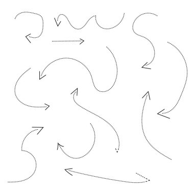 Grunge ok vektörü ayarlandı. Bilgi elementleri arka planda izole edildi. Yönlendirme göstergeleri Şekiller ve Nesneler. Infographic tasarımlar veya sunum şablonları için. Düzenlenebilir vektör vuruşu