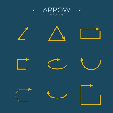 Vektör Ok Simgeleri. Ok vektör koleksiyonu. Ok logosu konsepti. Sembol seti. Vektör illüstrasyonu