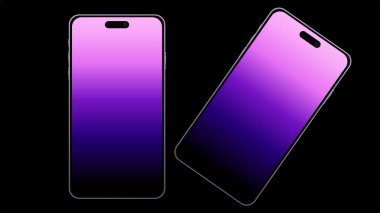 Boş ekranlı telefon ekranı. Modern telefon görüntüsü izole edildi. Ekran vektör modeli. İnternet sitesi ya da iş sunumu için. Vektör modellemesi.