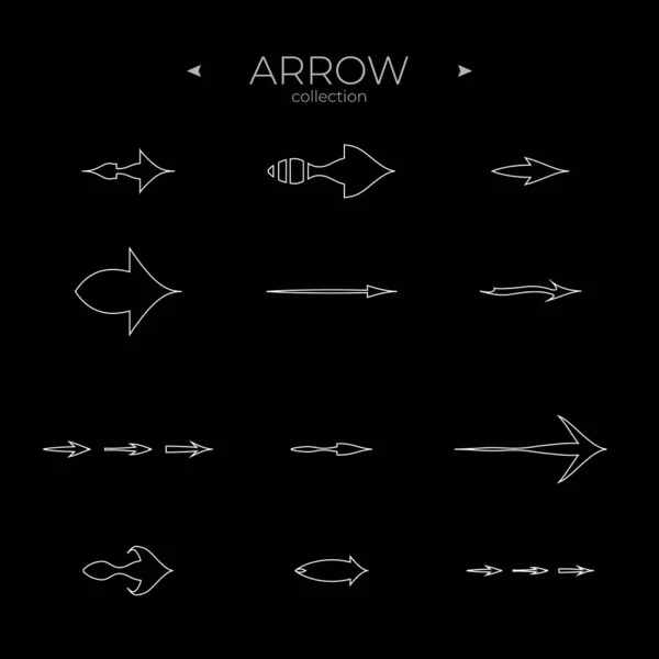 Ícones Linha Fina Coleção Ícones Linha Arrow Elementos Básicos Símbolos — Vetor de Stock