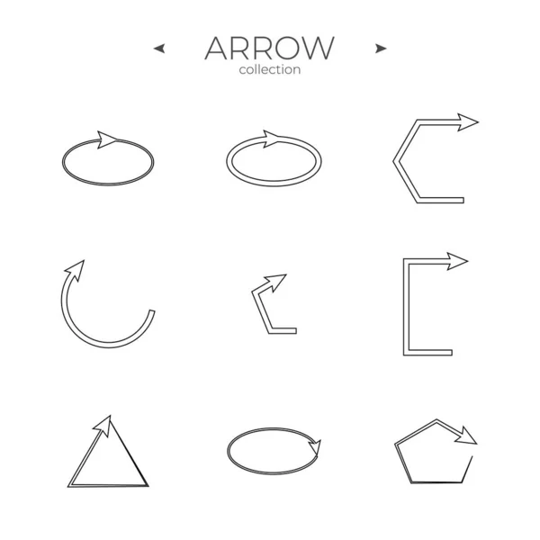 Simple Set Arrow Icons Outline Symbol Collection Arrow Basic Elements — Stock Vector