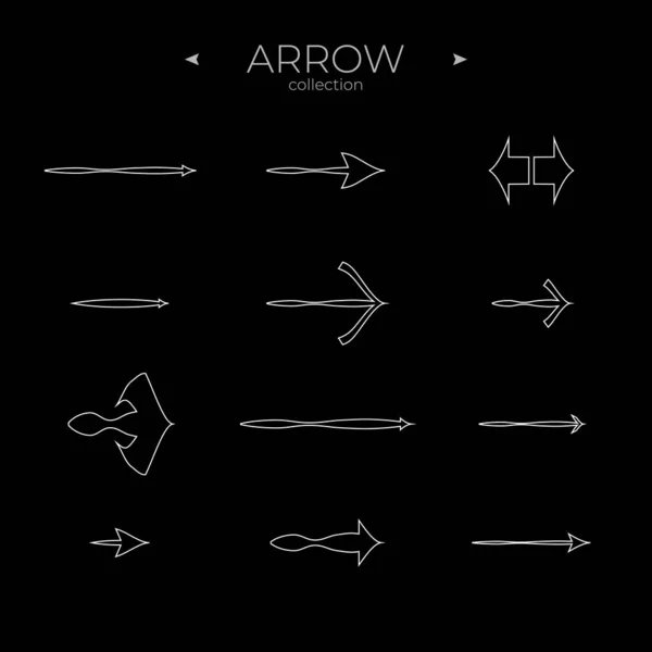 Ícones Linha Fina Conjunto Ícones Seta Linear Arrow Elementos Básicos — Vetor de Stock