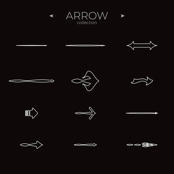 Premium Set Arrow Line Universal Arrow Icon Thin Line Style — Stock Vector