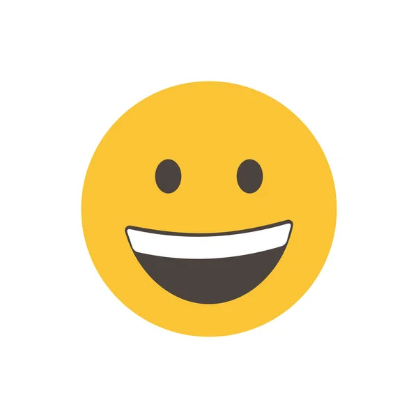 Visage Souriant Drôle Émoticône Jaune Emoji Isolé Vecteur Emoji Pour — Image vectorielle