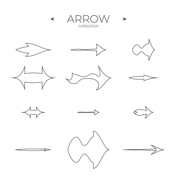 Набор Значков Стрелки Линии Коллекция Контурных Символов Модный Стиль Линии — стоковый вектор