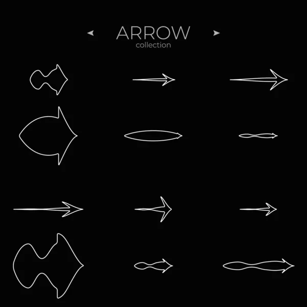 Набор Значков Стрелки Линии Набор Линейная Стрела Тонкая Линия Веб — стоковый вектор
