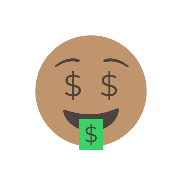 Para Ağızlı Dolar Işareti Gözlü Para Suratlı Vektör Çizimi Emoji — Stok Vektör